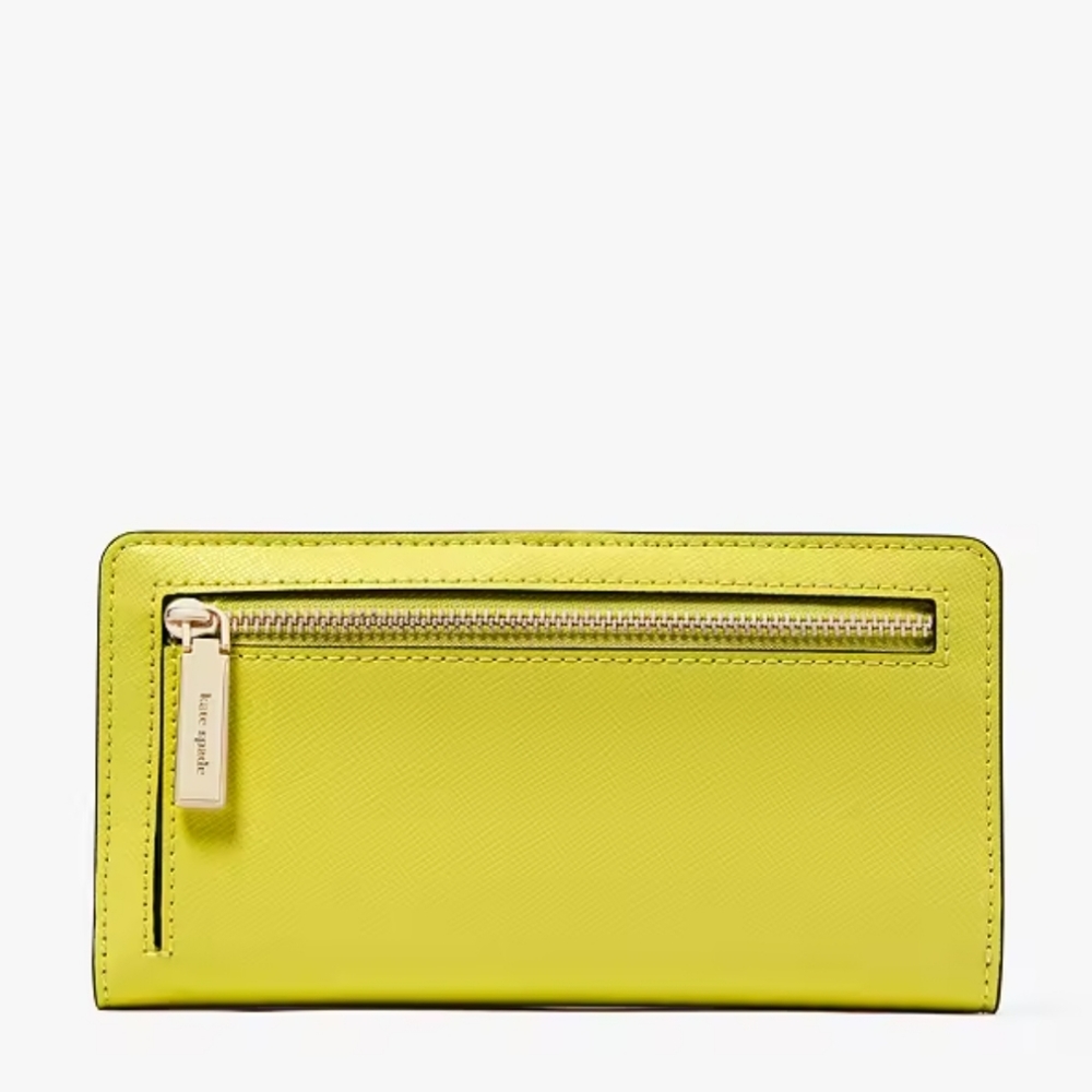 Kate Spade Madison Large Slim Bifold Wallet, Lime Slice - Picture 3 of 8